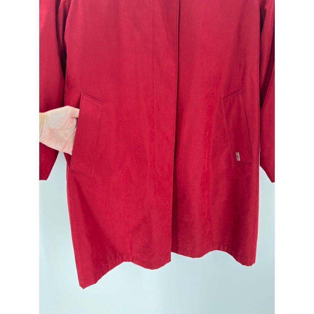 London Fog Rain Coat Womens Medium Petite MP Button Red Water Repellent - Picture 4 of 15